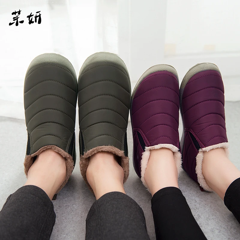 HIGH QUALITY  Big Size 35-49 New Waterproof Outdoor Man Shoes Fur Couple Snow Boots Antiskid Bottom Ankle Boots W