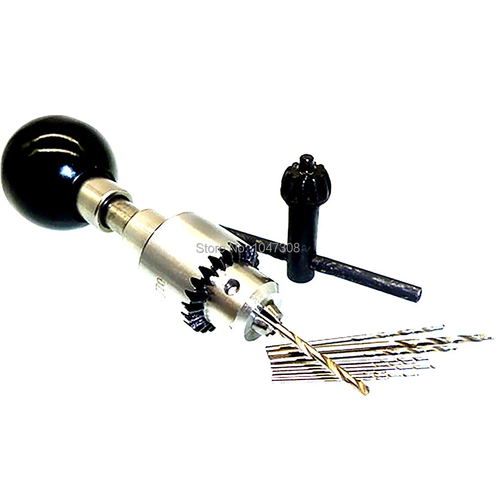Mini Hand Drill Jeweler Burs Drilling Reamer Chuck Key Carving Punch
