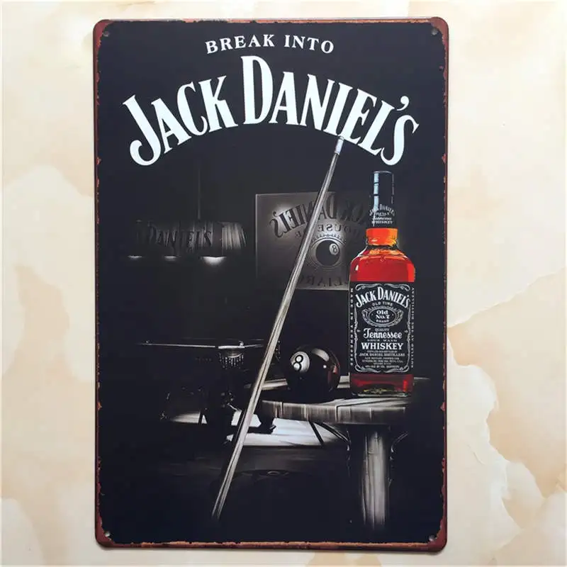 aoeiu Jack Daniels Poster in Metallo Decorazione murale Pittura nostalgica del Ferro Targa retrò Segno di Latta per Sala Bar 