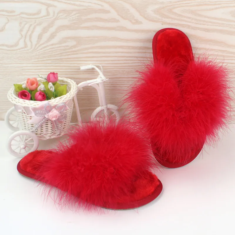 Распродажа; сезон лето-осень; женские домашние плюшевые тапочки с мехом; женские Вьетнамки; zapatos de mujer; обувь на плоской подошве - Цвет: red A