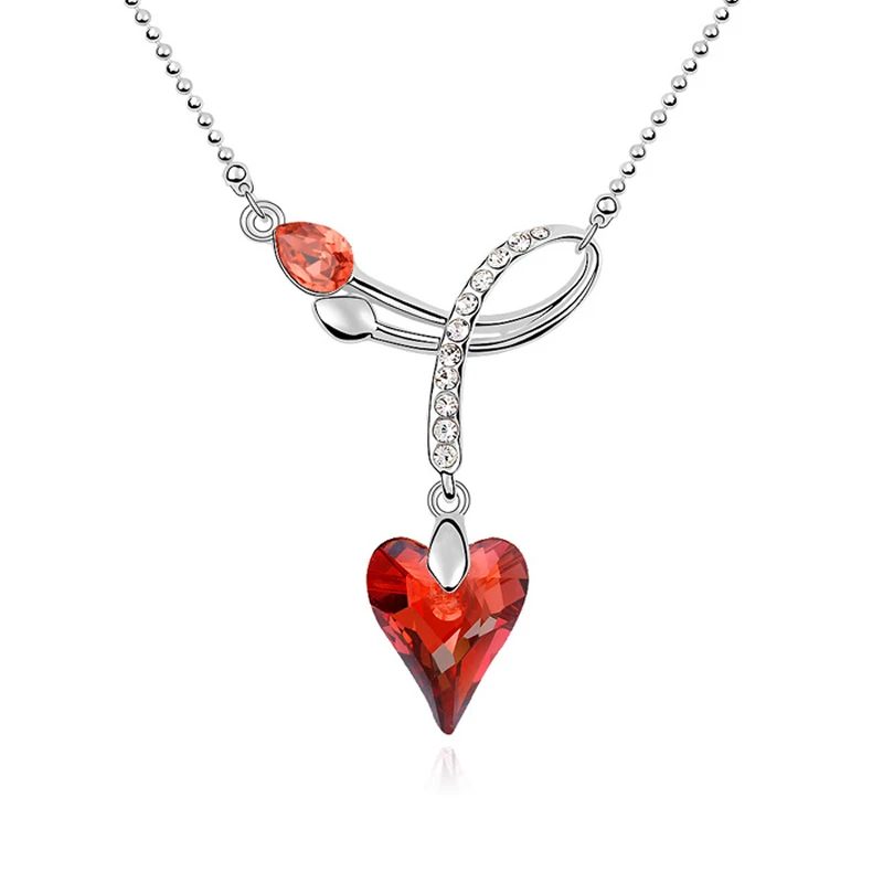 Genuine Crystal from Swarovski Luxury Heart Pendant Necklace Made with