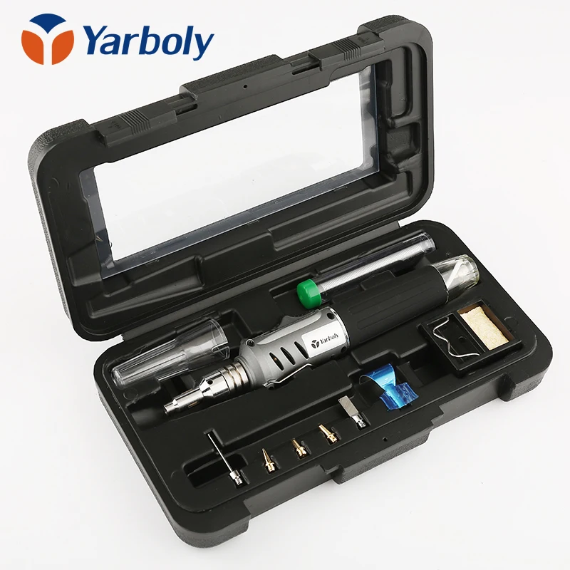 

HS-1115K Soldering Iron Professional 10 in 1 Soldering Iron Set Butane Gas Soldering Iron Set 26ml Welding Torch Kit Tool