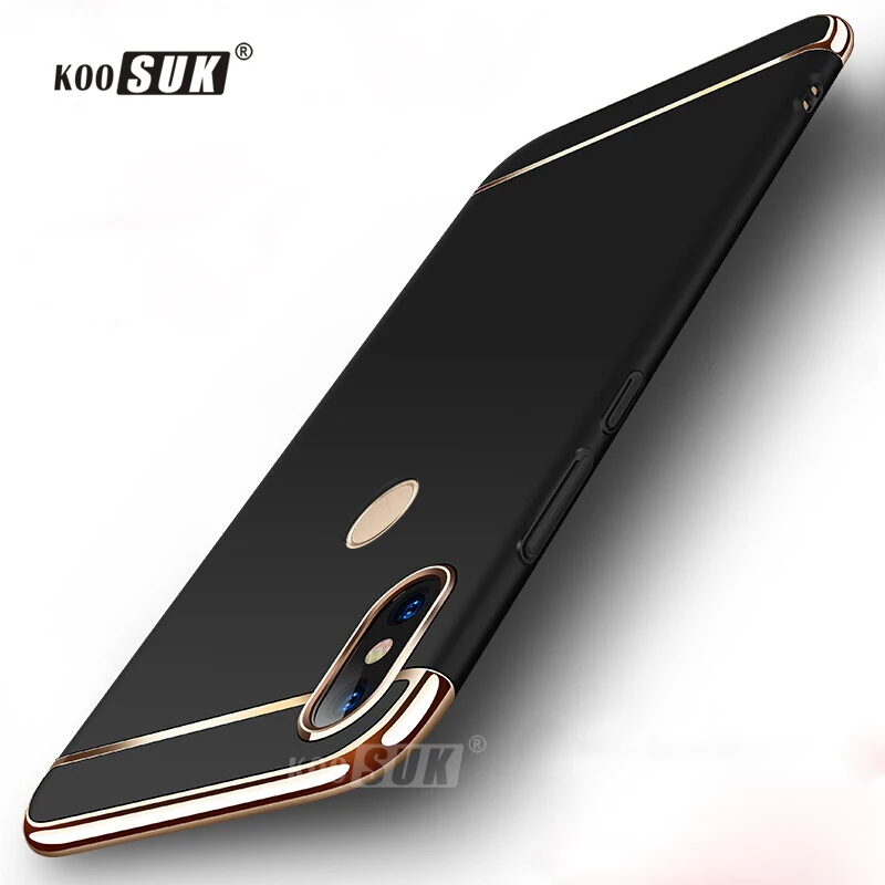 

Koosuk For Xiaomi MiA2 Mi6X Case Cover Fashion Stitching Gold plated Plastic Phone Case For Xiaomi Mi A2 6X Silm Hard PC Cover
