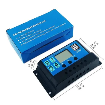 

10Pieces* PWM Solar Charge Controller 12V24V Auto. 20A Solar Cell Panel Charger Regulator with LCD & Dual USB 5V Output