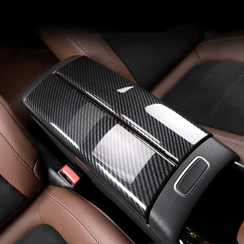 

Carbon Fiber Color Car Center Armrest Box Protect Panel Decoration Sticker Trim For Mercedes Benz A Class A180 200 2019 Decals