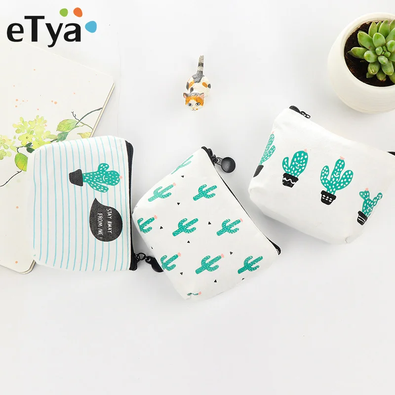 ETya женский кошелек С КАКТУСОМ маленький Маленький милый мультяшный с держателем