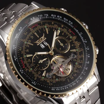 

JARAGAR Top Brand Men's Automatic Watch Fashion Mechanical Watches Men Stainless Steel Strap Skeleton Sport Watch Men