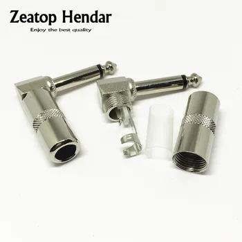

100Pcs Metal 6.35MM Male 90 Degree Right Angle Mono Plug 6.35mm Microphone Audio Guitar Jack Connector