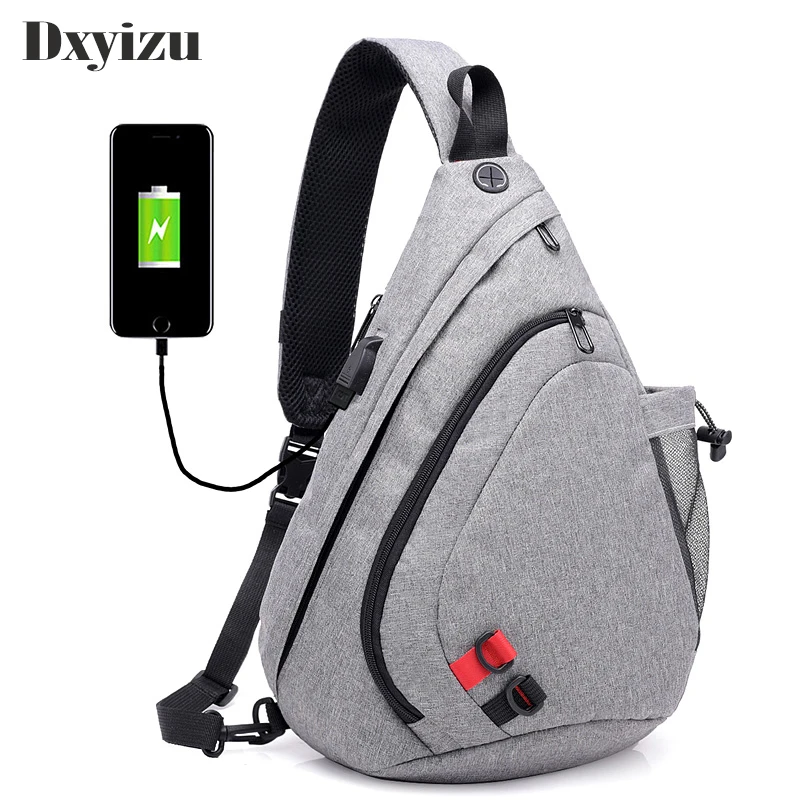 

Male Shoulder Bags USB Charging Crossbody Bag Men Anti theft Chest Bag Drip Shaped Summer Short Trip Messengers Bags For Boys