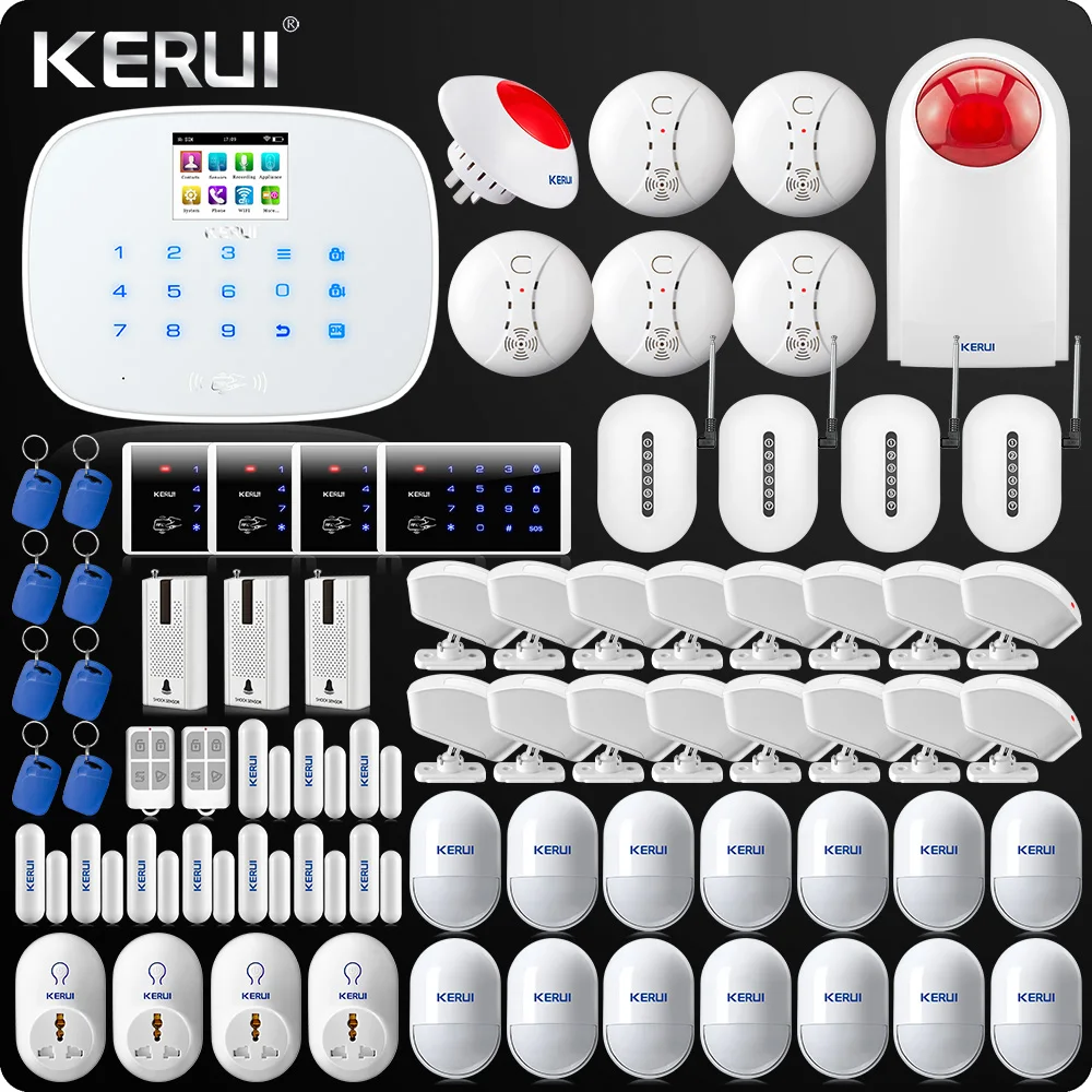 

W193 3G WIFI PSTN GSM Home Burglar LCD Touch Screen Alarm Home Security Alarm System Indoor Siren Smart Socket Vibration
