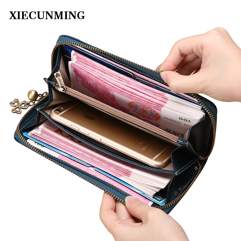 

Large Capacity Women Clutch Quality Wallet Split Leather Wallet Female Long Wallet Women Zipper Purse Flower Coin Purse