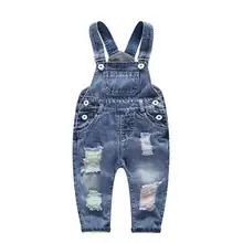 Детские штаны с дырками штаны на бретелях для мальчиков и девочек Новинка года, весенние детские комбинезоны высокого качества, джинсы в вогнутом стиле детские комбинезоны Y504