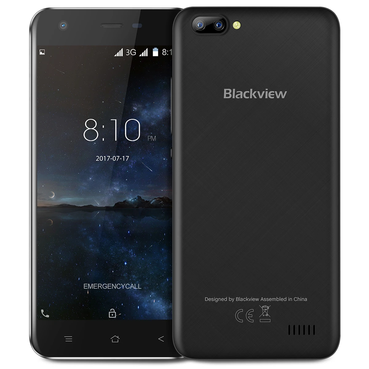 Blackview A7 мобильный телефон Android 7,0 MTK6580A четырехъядерный 5," 1 ГБ 8 ГБ 3 камеры 3g WCDMA 2800 мАч Dual SIM смартфон