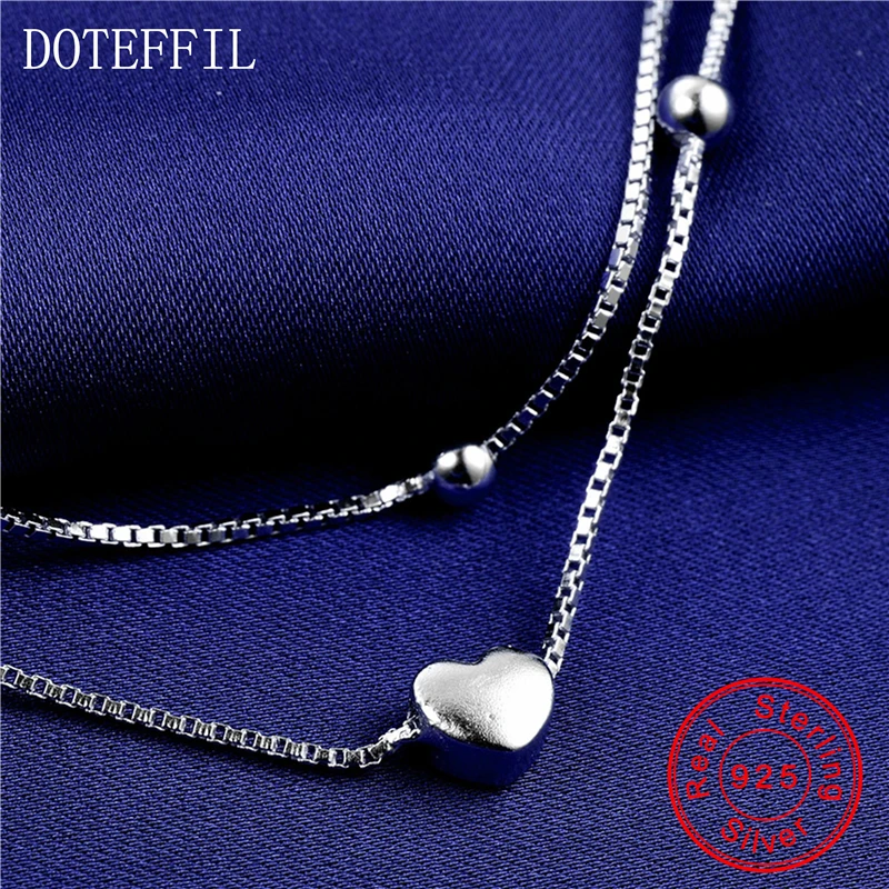 Серебряный браслет на ногу DOTEFFIL 925 пробы для женщин серебряный 100% с бусинами 3 мм