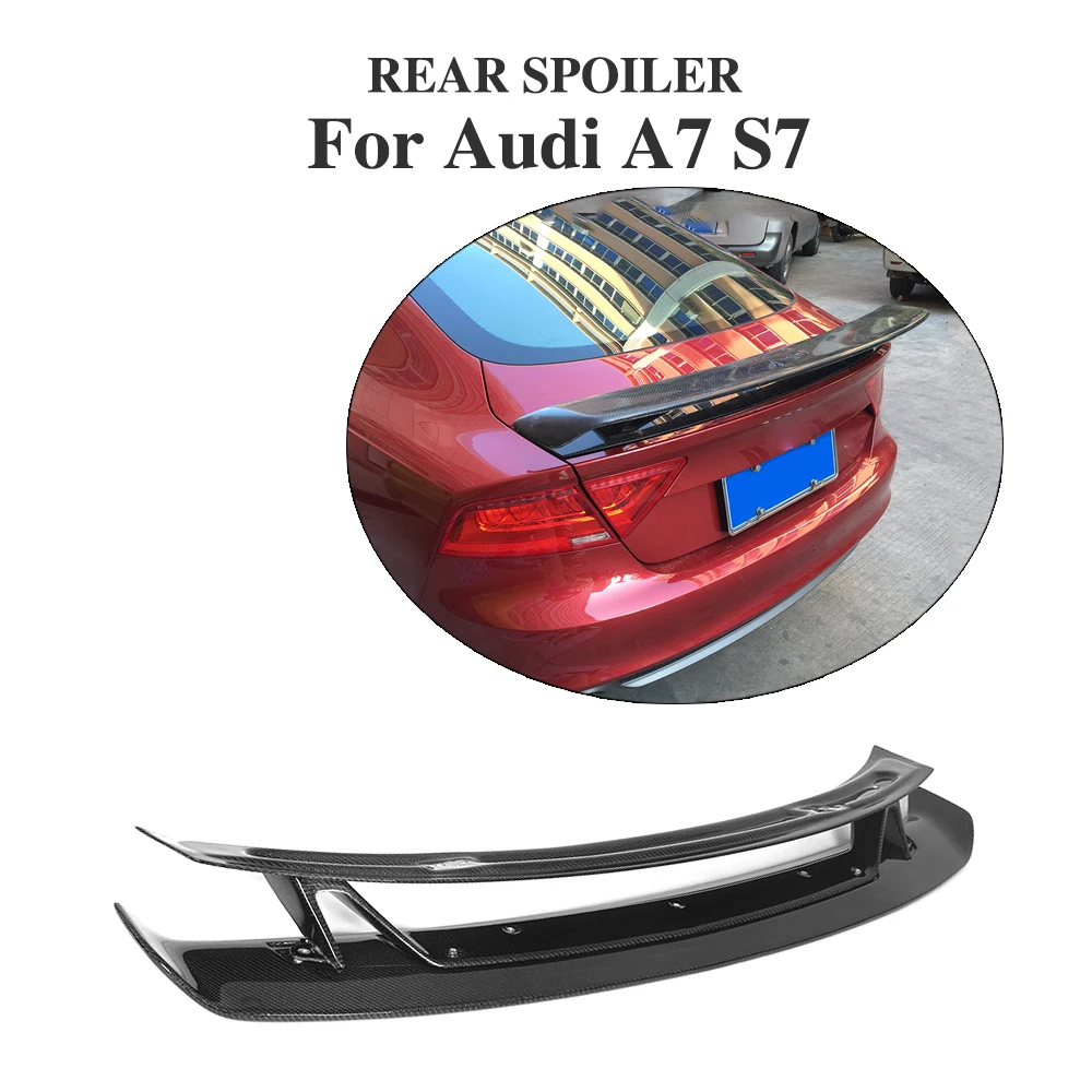 

Carbon Fiber Rear Trunk Boot Spoiler Lip Wing For Audi A7 S7 RS7 2007-12 double-deck Custom Spoiler Car Tuning Parts