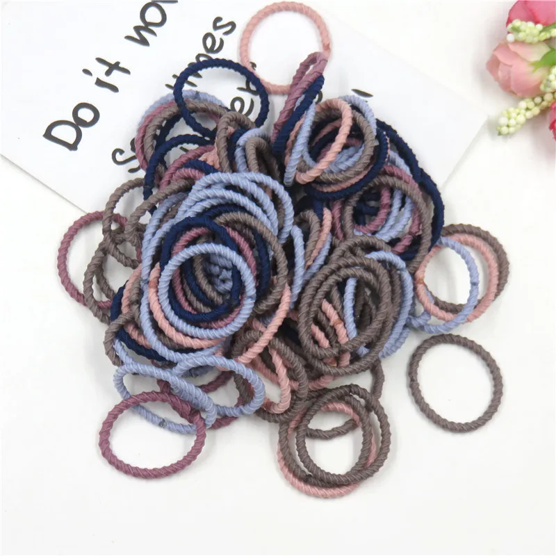 

100PCS/LOT Pretty 3CM Colors Mixing Elastic Hair Bands For Girls Handmade Hair Scrunchy Kid Creative Hair Accessories For Women