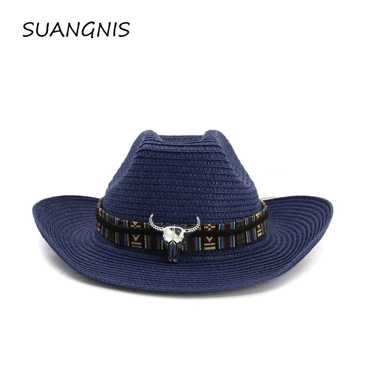 

Casual Woolen Cowboy Hats Unisex Vintage folk custom Headwear Cap Western Cowboy Hat Fashion Summer outdoor beach hat