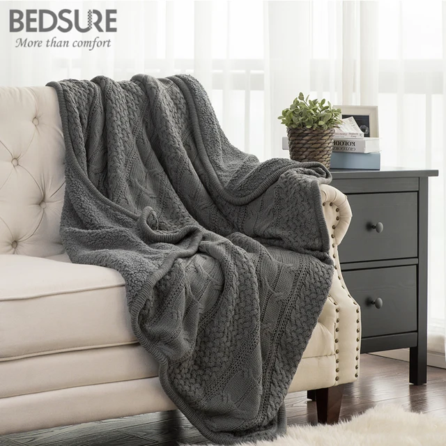 Bedsure Knit Sherpa Throw Blanket Fuzzy Microfiber Fleece Soft Bedsure Knit Sherpa Throw Blanket Fuzzy Microfiber Fleece Soft Blankets For Bed Couch All Season 50x60