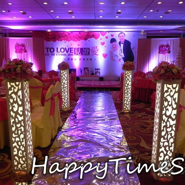  115*20*20cm Luxury Wedding Carved Pillar Christmas Road Lead Flower Stand With LED Light Built-In - 32364515118