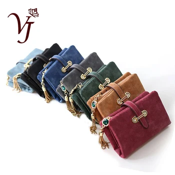

Fashion Women leather Hasp Wallet with tassels diamond pendant ladies' elegant Clutches female Coin Purse Card Holders carteira
