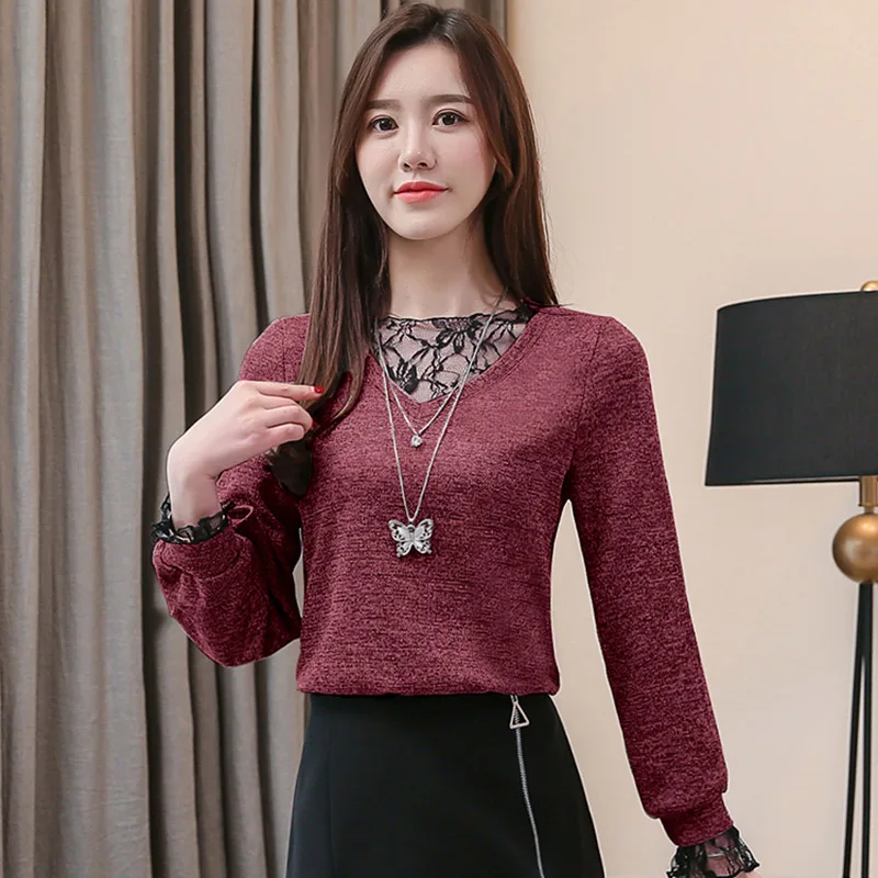 

2019 New Aesthetic Clothes Korean Style Women Summer Tops For Women Fishnet Top Star Long V-Neck Plus Size Slim Fall Shirts