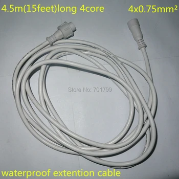 

4.5m(15feet) 4 core WHITE waterproof extension cable, one end with male, the other end with female
