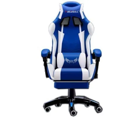 Высокое качество D-2 игровой Poltrona Esports Silla Gamer кресло из искусственной кожи колесо может лежать с подставкой для ног офисная мебель - Цвет: blue and white