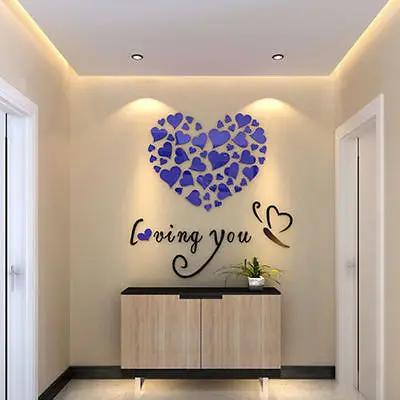 3D зеркало любовь сердца Наклейка на стену DIY домашнее искусство, настенное украшение съемные плакаты - Цвет: 4