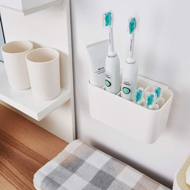 Держатель для хранения зубной щетки для ванной комнаты настенный ящик для зубной пасты для хранения электрической зубной щетки и бритвы