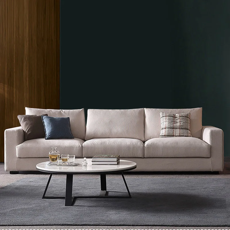 

Latex sofa Nordic fabric sofa combination living room three-person downholstery removable and washable modern minimalist small a