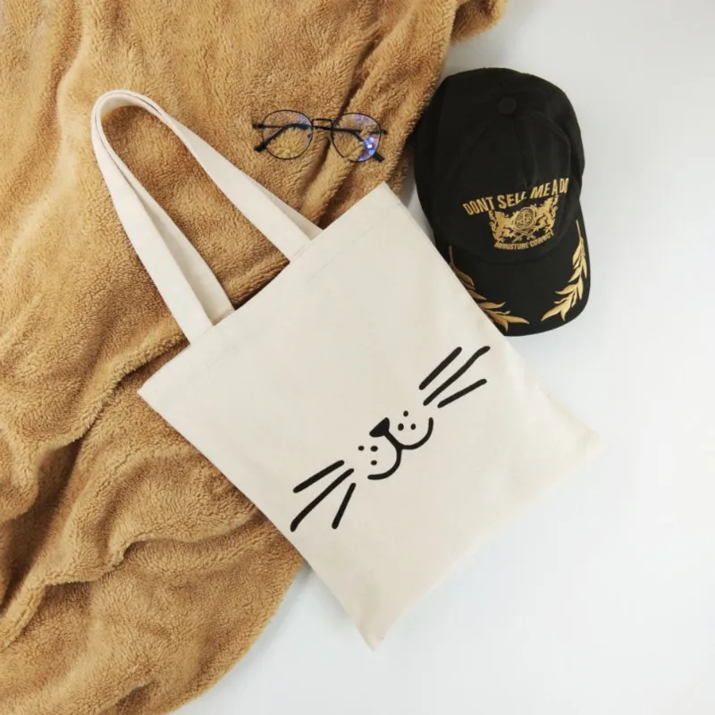 Тканевая сумка серии Cute Cat многоразовая продуктовая Большая складная для покупок