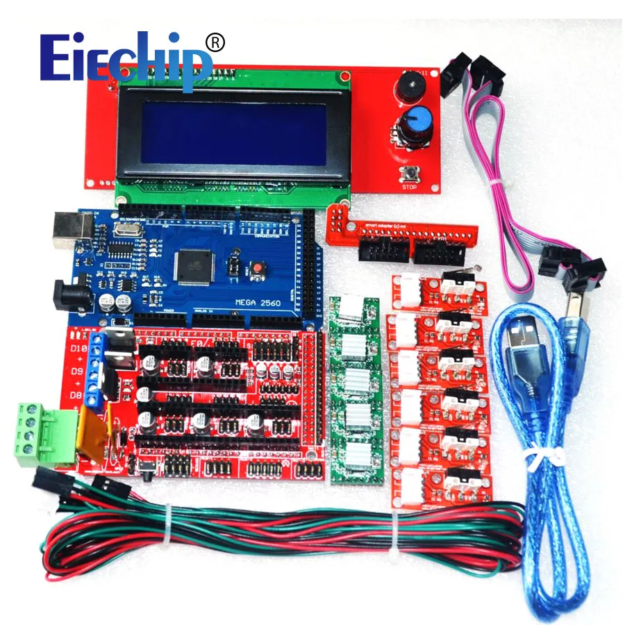 

CNC 3D Printer Kit for Arduino Mega 2560 R3 + RAMPS 1.4 Controller + LCD 2004 + 6x Limit Switch Endstop + 5 A4988 Stepper Driver