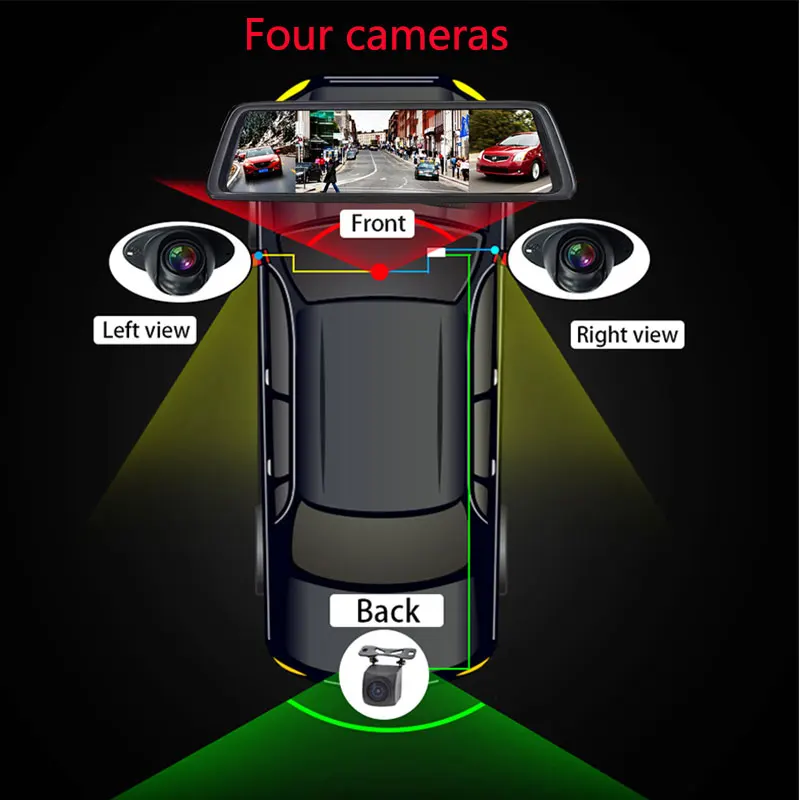 Jiluxing D12S четыре камеры 1" 4G Автомобильная камера зеркало 1080P Android gps навигация Автомобильный видеорегистратор ADAS wifi видеорегистраторы