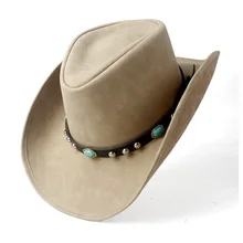 Новая взрослая винтажная западная ковбойская шляпа с широкими полями панк ремень ковбойская джаз шляпа с кожаной Toca Sombrero шляпа