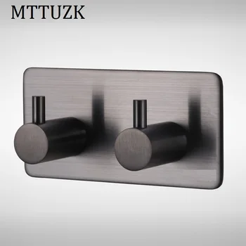 

MTTUZK Stainless steel Clothes hooks black simple row of hooks for cap coat no punching towel hook wall hooks door hooks