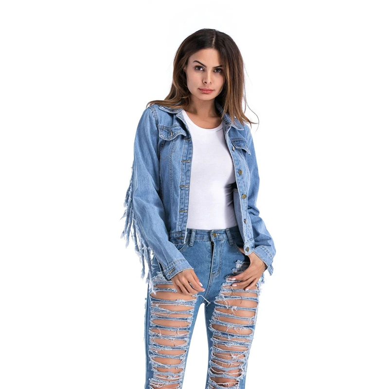 Nouvelle Manteau Court Automne 2018 Taille Ljj0079 Plus Casual Gland Lâche Mode La Blue Paragraphe Femmes Bouton De Femme Veste En Printemps Jean EqCHCwS