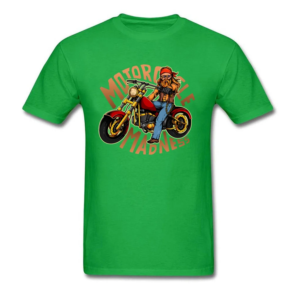 Motorcycle Madness 100% Cotton Adult Short Sleeve Tops T Shirt Design Summer Autumn T-Shirt Slim Fit Crewneck Clothing Shirt Motorcycle Madness green
