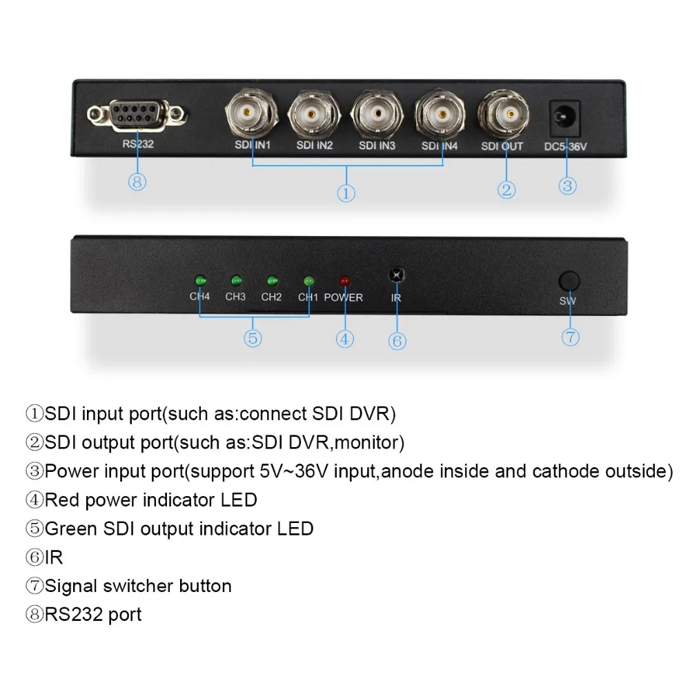 Wiistar переключатель SDI 4x1 концентратора SDI интеллектуальные удлинитель с переключателем 4 до 1 конвертер для 3g hd sd монитор камера