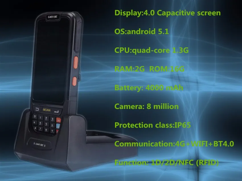 Free Shipping Mobile android 2d handheld barcode scanner pda data terminal with HF RFID and 4.0inch Touch Screen 10