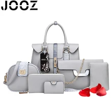 JOOZ Marca de Lujo Serpentina Pu 6 Unids Set Mujeres Bolso Femenino Del Hombro Crossbody Bolsa de Mensajero de la Señora Embrague Monedero de La Cartera