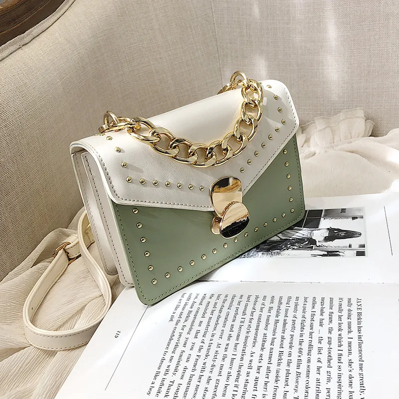 

Advanced sense bag 2019 new Korean version of the wild shoulder fashion texture contrast color Messenger bag