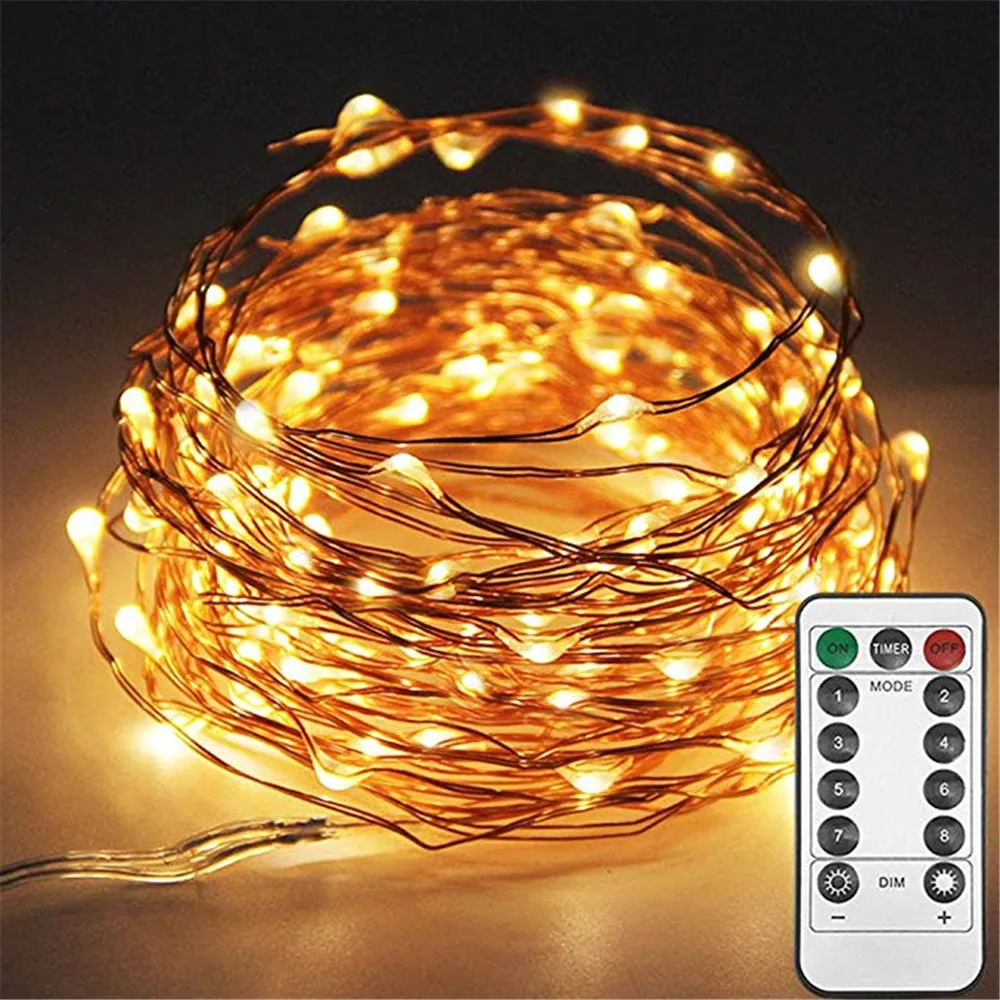

Copper Wire String Lights Fairy String Lights 8 Modes LED String Lights USB Powered with Remote Control for Wedding Party Home