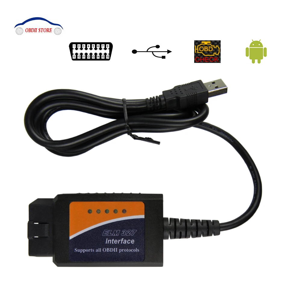 ELM327 USB OBD2/OBDII Интерфейс сканер ELM 327 V 1,5 автомобилей диагностический сканер ELM327 V1.5 FT232RL чип инструмент диагностики авто