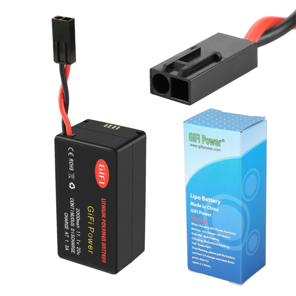 

1pcs GIFI Power High Capacity 11.1V 2000mAh 20C 1.3A Powerful Li-Polymer Battery For Parrot AR.Drone2.0 Quadcopter