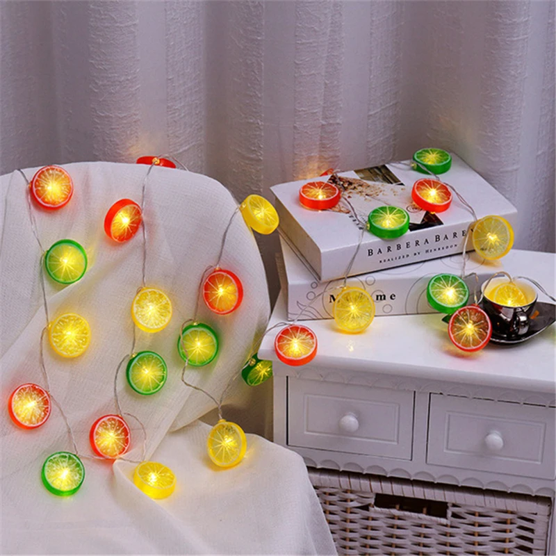 Christmas LED Gerland 10Leds Fairy Orange Lemon String Lights Decoration Garland Showcase Window New Year Wedding Home Party