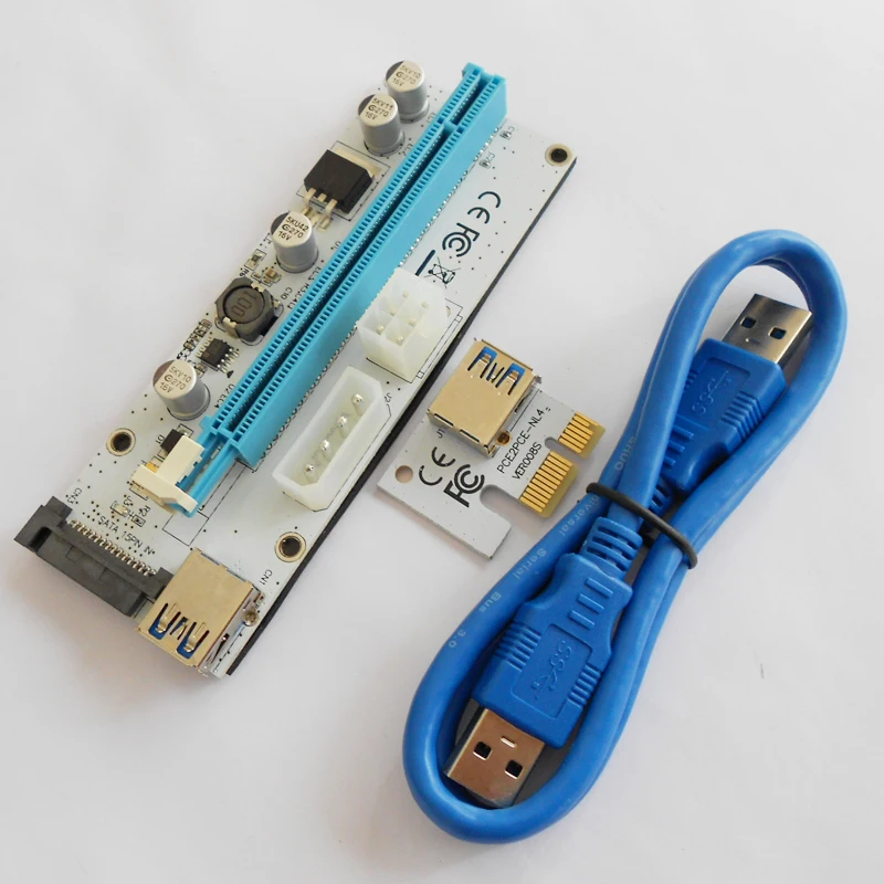 Адаптер питания VER008S PCI E 3 в 1 Райзер карта 4 контакта 6 контактов Sata Express 1x до 16x 60 см