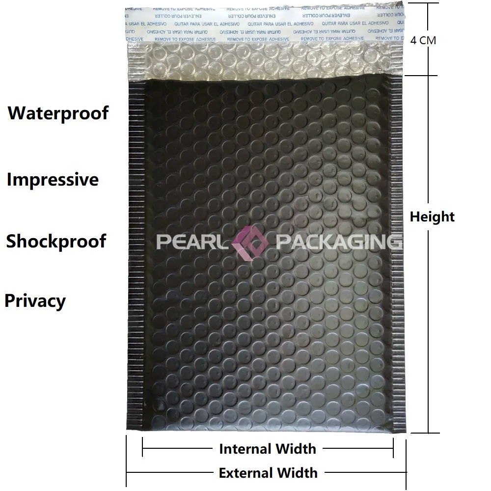 

50pcs Matte Black Bubble Envelop for Gift Delivery, Goods Protection Mailer Free Shipping