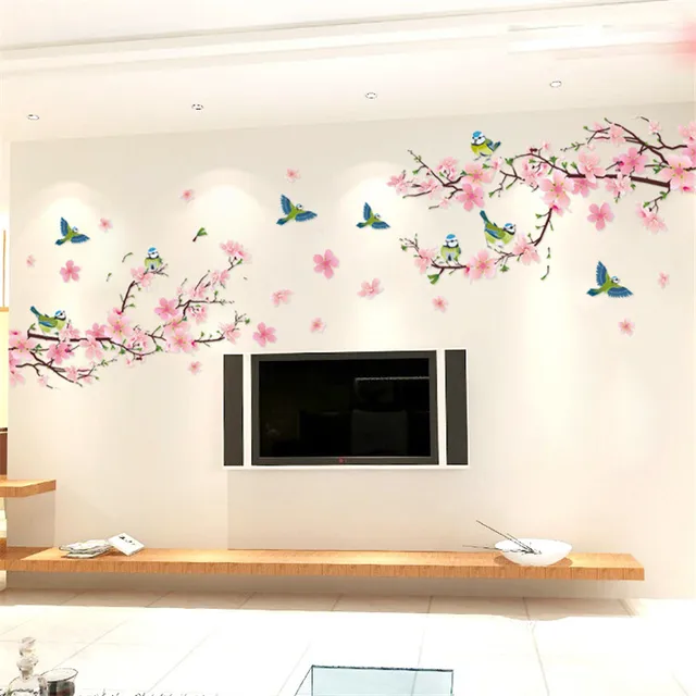 Sakura Wall Stickers Decal Bedroom Living Room Diy Flower Removable Sakura Wall Stickers Decal Bedroom Living Room Diy Flower Removable Pvc Art Wallpaper Beautiful Home Decorations
