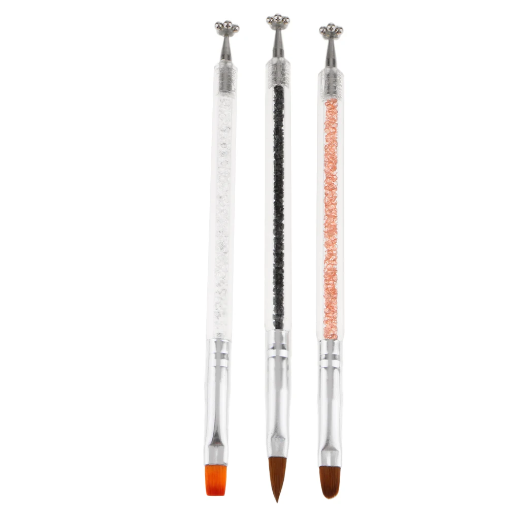 3PCS Double Head Nail Art DIY UV Gel Liner Brush Magnet Tip Painting Pen Nail Beauty