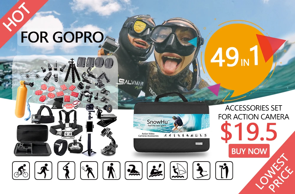 Аксессуары snowhu для GoPro 360 градусов вращающийся ручной ремешок для Go pro Hero 8 7 6 5 4 для Xiaomi Yi 4k для sjcam LD09